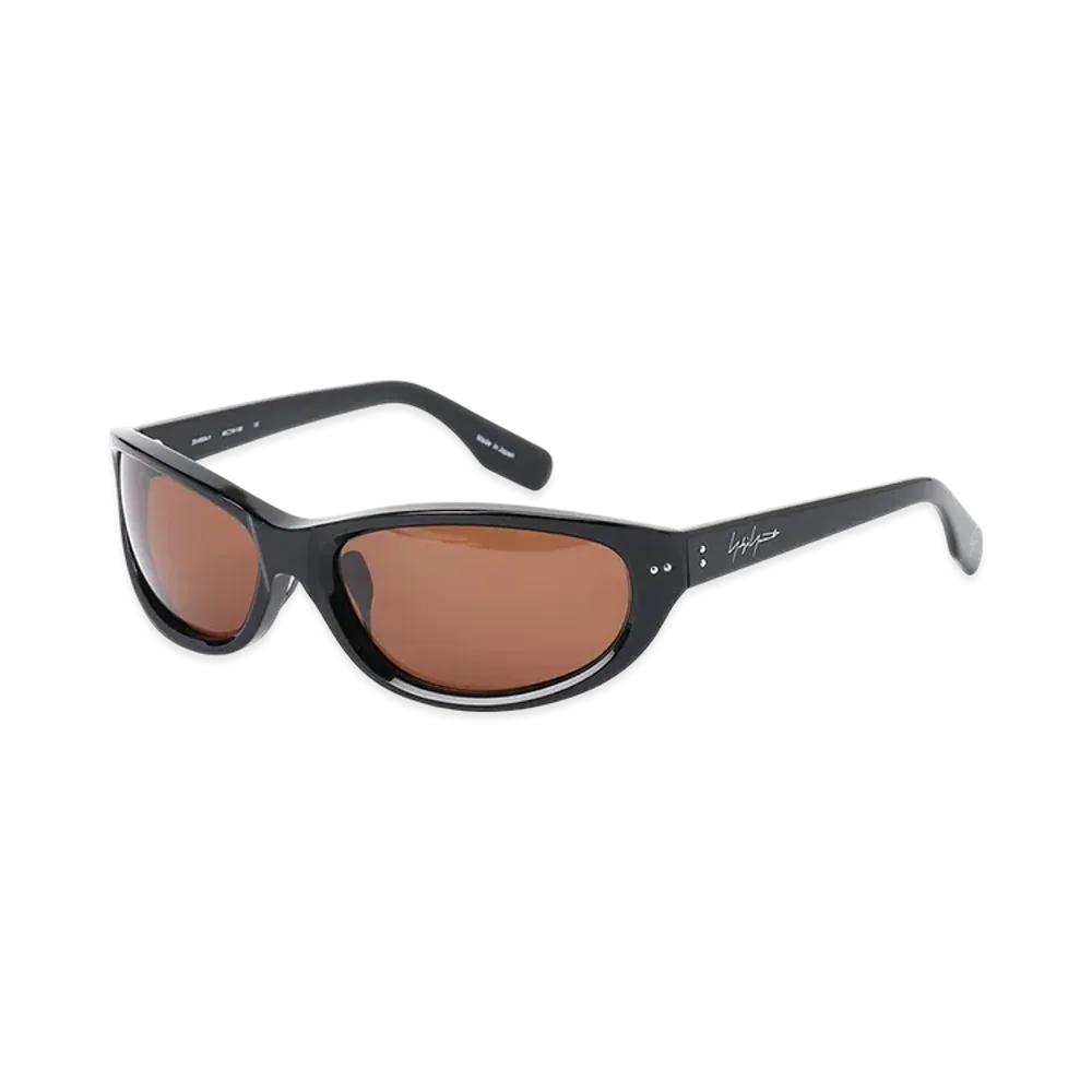 Yohji Yamamoto POUR HOMME Black Acetate Curve Sunglasses "Brown"