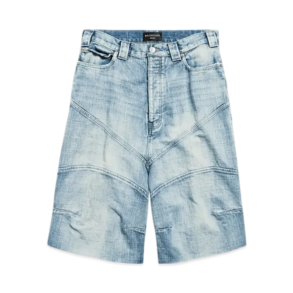 BALENCIAGA Men's Knee Dart Shorts "Light Blue"