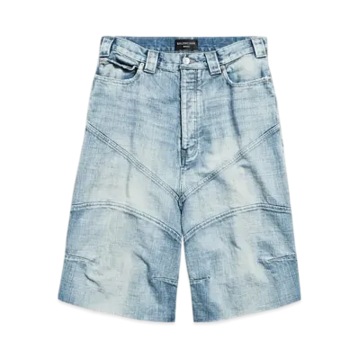 BALENCIAGA Men's Knee Dart Shorts "Light Blue"