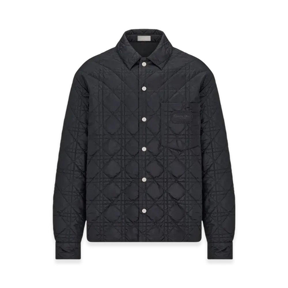 Dior Cannage Quilted Overshirt Technical Fabric "Blue"