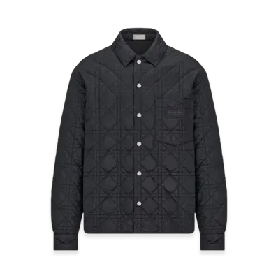 Dior Cannage Quilted Overshirt Technical Fabric "Blue"