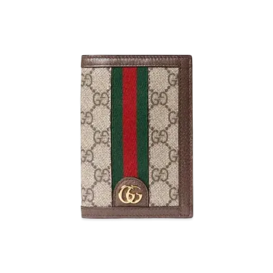 GUCCI Ophidia GG Passport Case GG Supreme Canvas "Beige/Ebony/Brown"