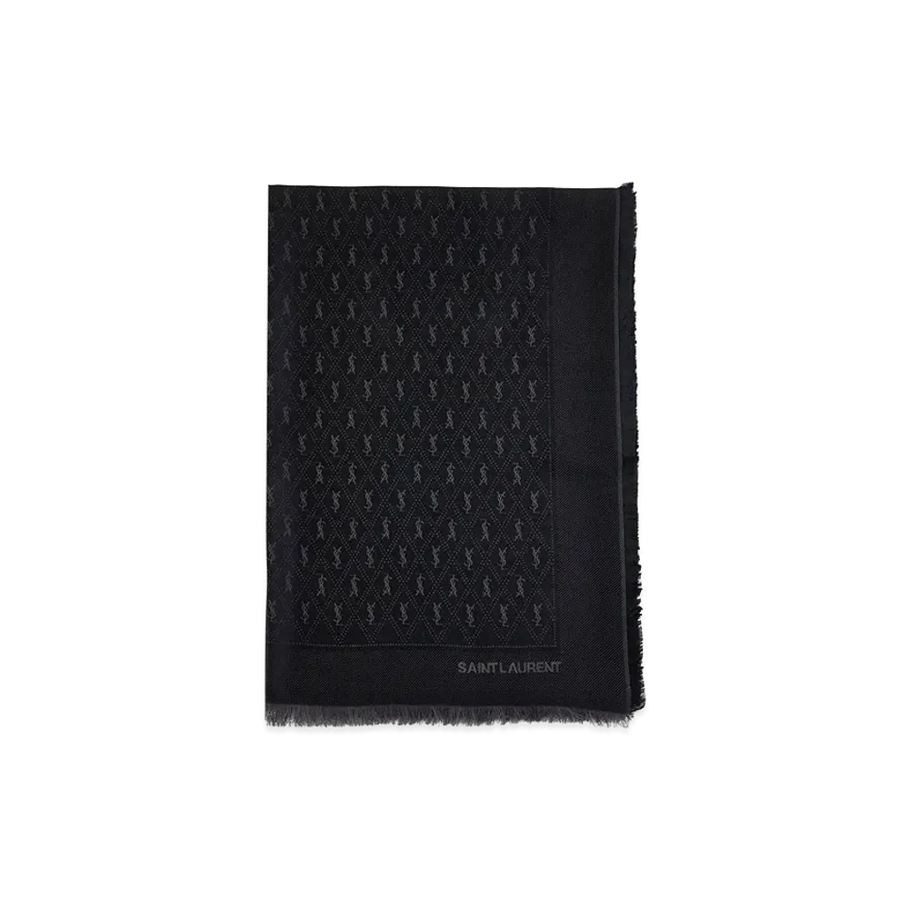 Saint Laurent YSL Monogram Scarf "Black"