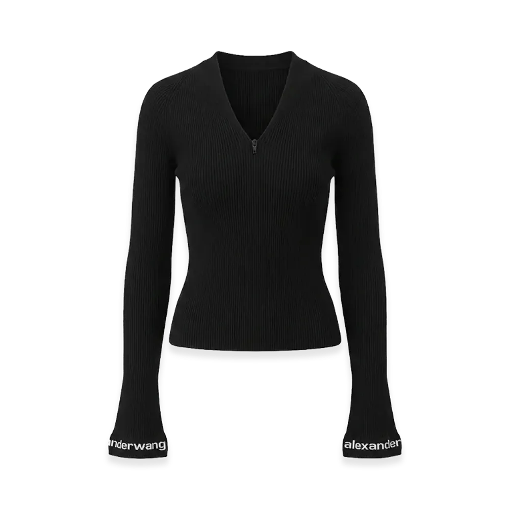Alexander Wang Women's Ruffle Sleeve Turtleneck "Black"