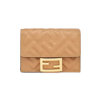 FENDI Micro Three-Fold Wallet Leather "Beige"
