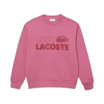 LACOSTE Vintage Print Loose Fit Crew Neck Sweat "Pink"