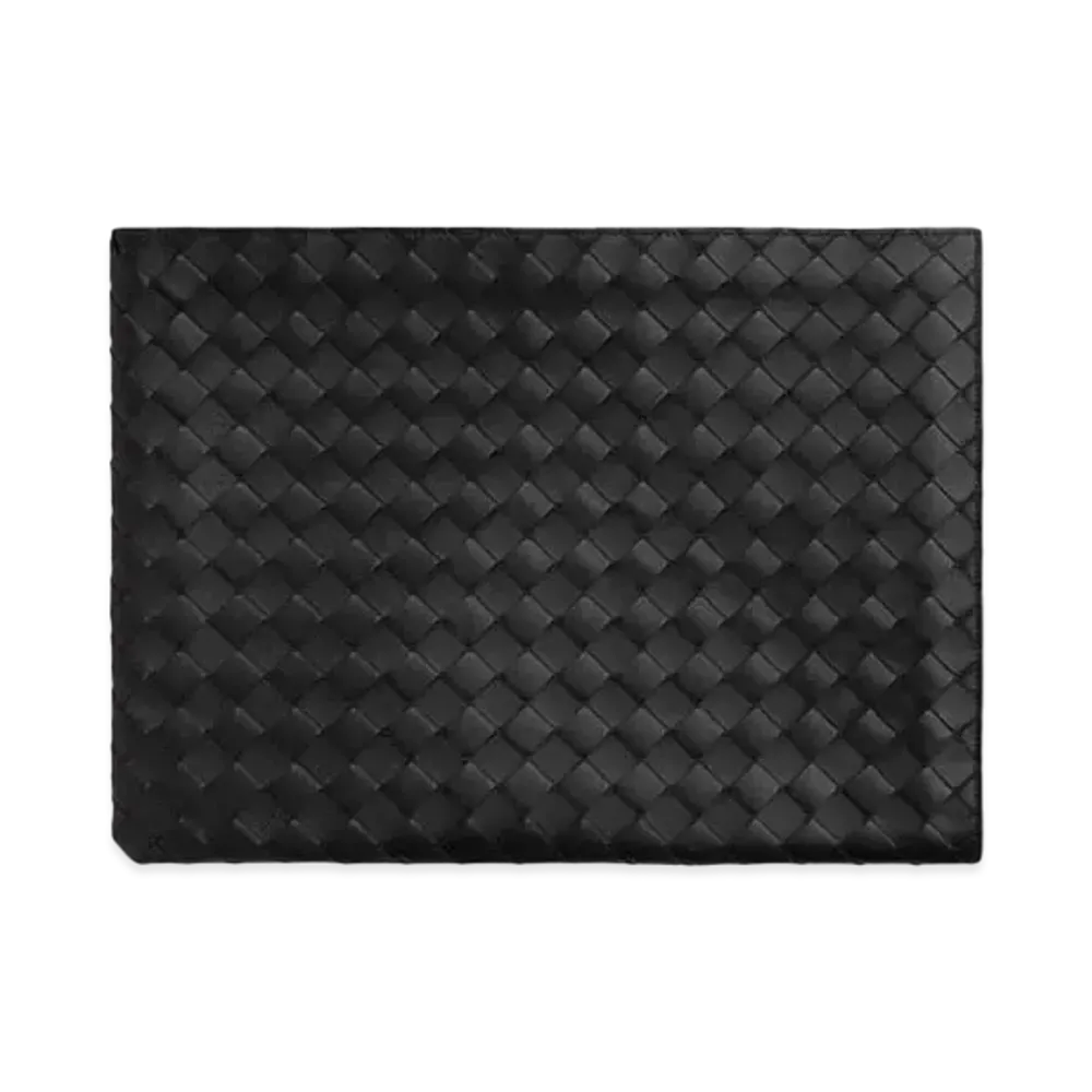 Bottega Veneta Intrecciato Half Zipper Pouch "Black/Redstone"