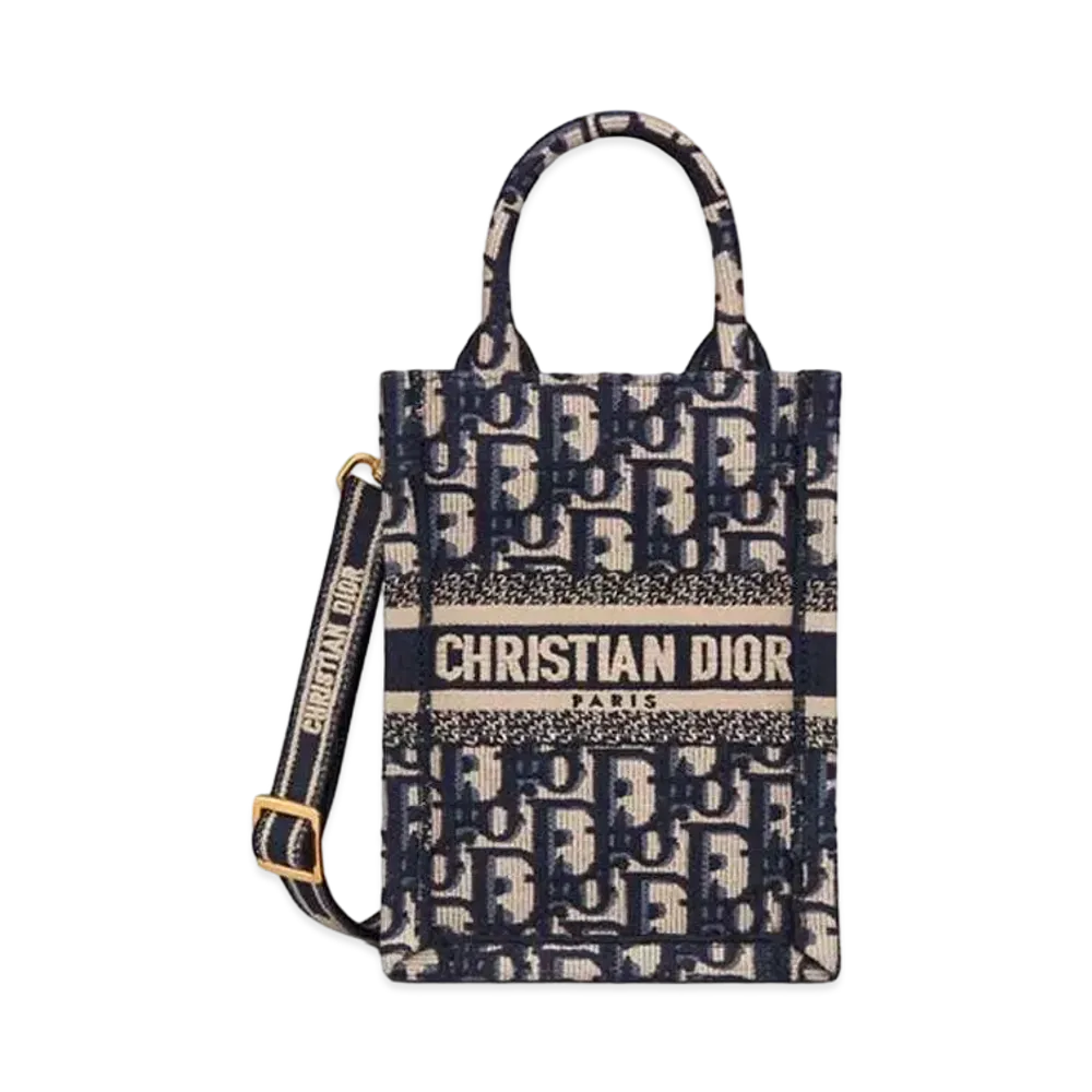Dior Mini Dior Book Tote Phone Bag Dior Oblique Embroidery "Blue"