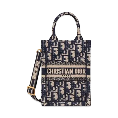 Dior Mini Dior Book Tote Phone Bag Dior Oblique Embroidery "Blue"