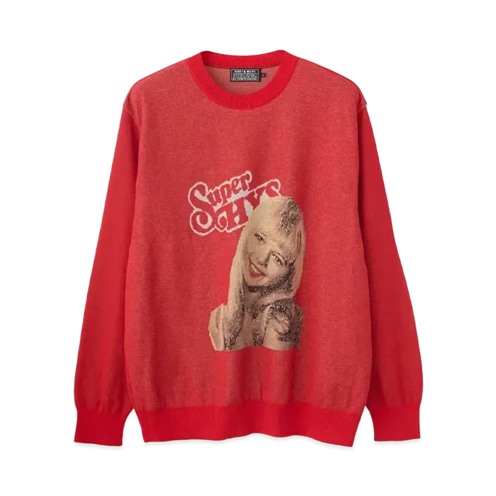 HYSTERIC GLAMOUR Rock My World Jacquard Sweater "Red"