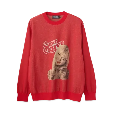 HYSTERIC GLAMOUR Rock My World Jacquard Sweater "Red"