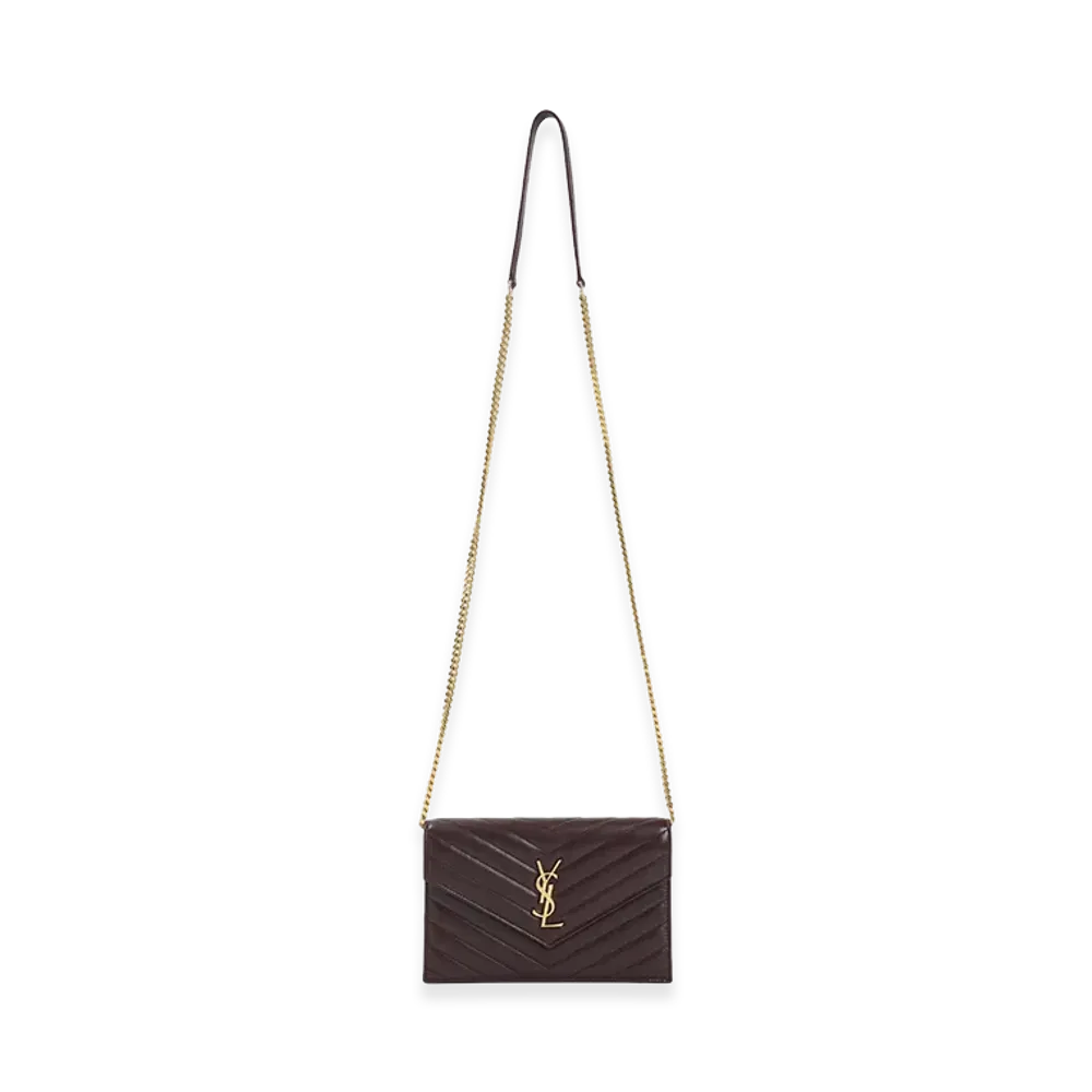 Saint Laurent Women's 'Envelope Cassandre' Wallet On Chain "Bordeaux"