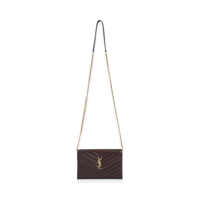 Saint Laurent Women's 'Envelope Cassandre' Wallet On Chain "Bordeaux"
