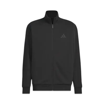 adidas Three Stripes Regular Fit Double Knit Track Jacket "Black/Black"