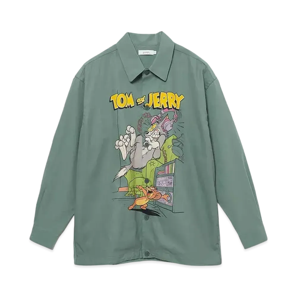 graniph x Tom and Jerry Headphones Big Silhouette Coach Shirt "Khaki"
