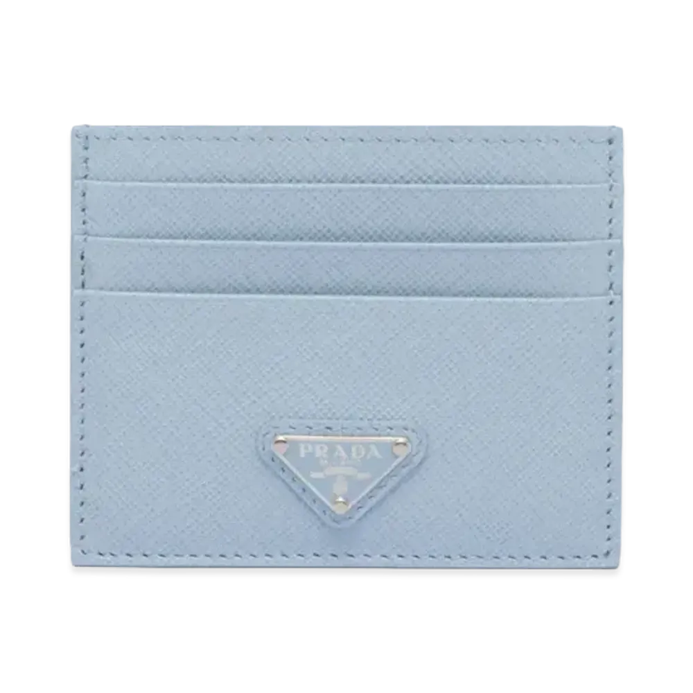 PRADA Saffiano Leather Card Holder "Light Blue"