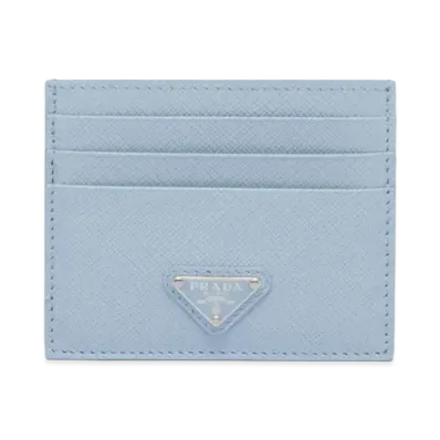 PRADA Saffiano Leather Card Holder "Light Blue"