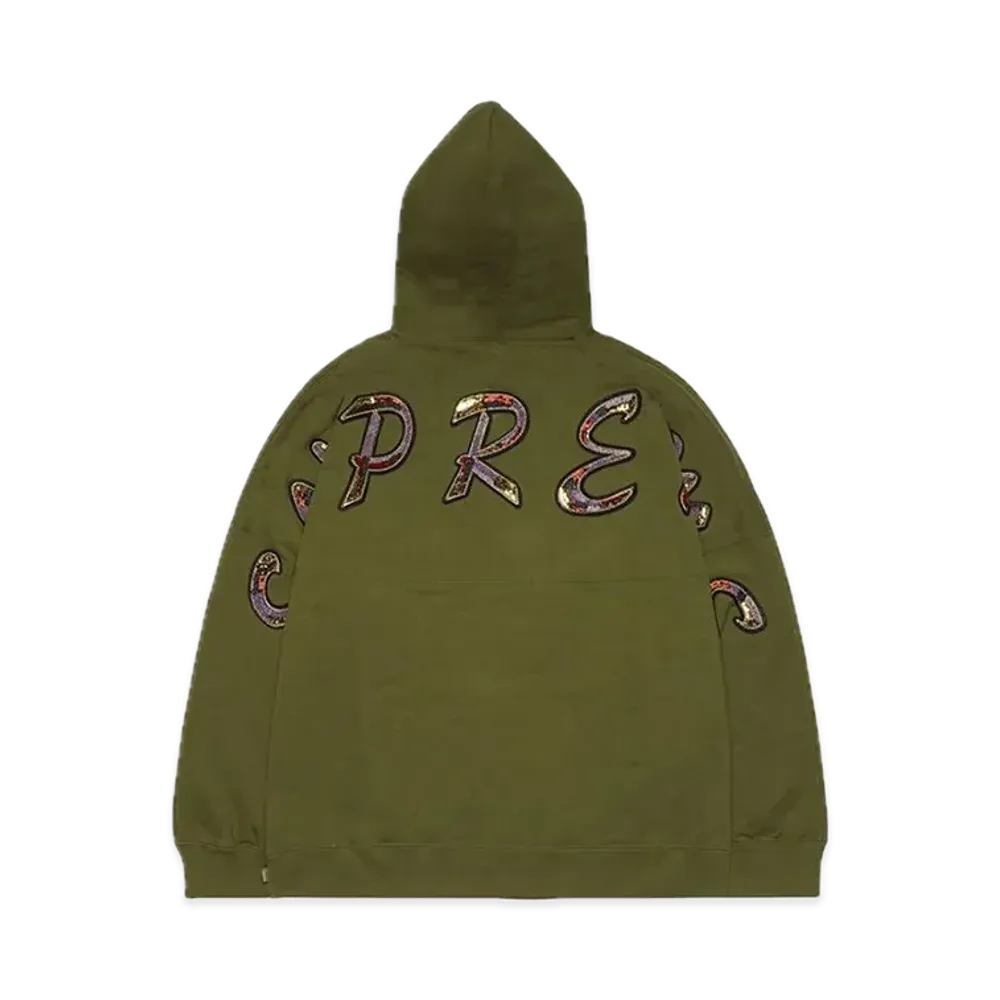 Supreme Beaded Hooded Sweatshirt "Olive"