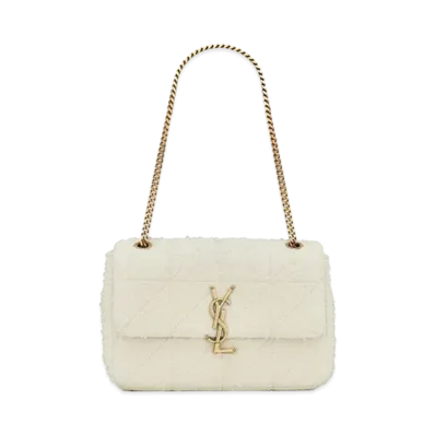 Saint Laurent Jamie Medium Carre Rive Gauche In Boucle Tweed "Off White"