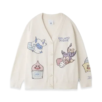 GELATO PIQUE x DRAGON QUEST Jacquard Cardigan "Off White"