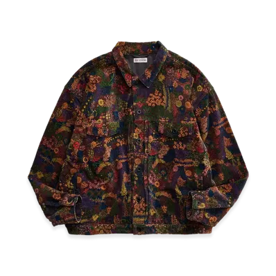 NICENESS P.Sterling Floral Pattern Corduroy Trucker Jacket "Charcoal"