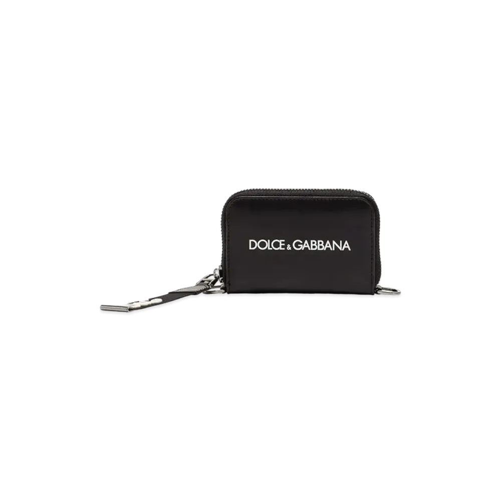 Dolce&Gabbana Mini Zip Around Wallet Calfskin Printlog "Black"