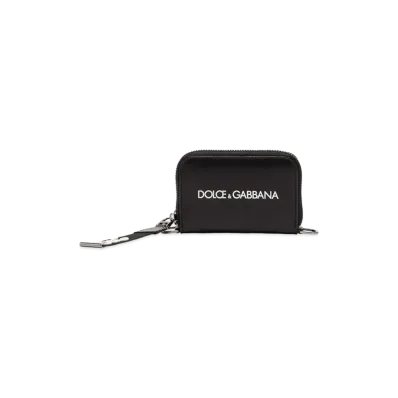 Dolce&Gabbana Mini Zip Around Wallet Calfskin Printlog "Black"