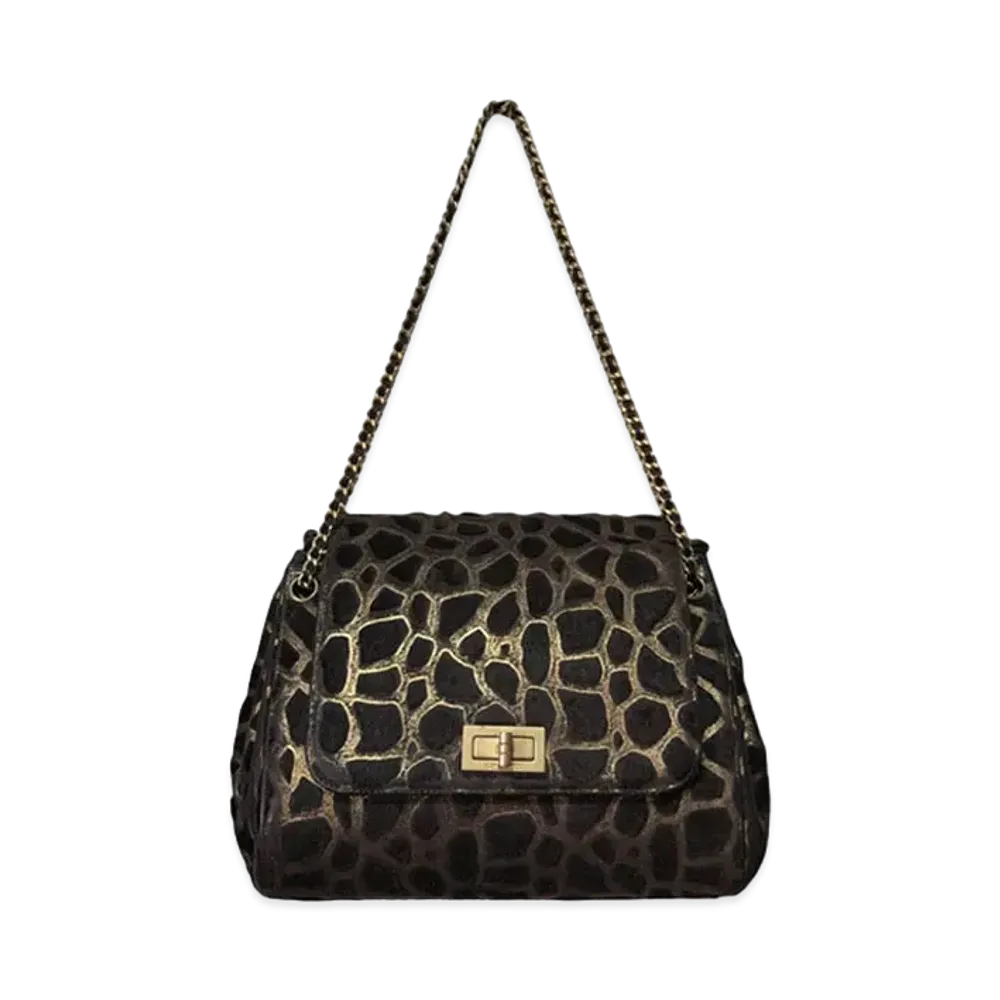 CHANEL Turn Lock 2.55 Giraffe Pattern Chain Shoulder Bag