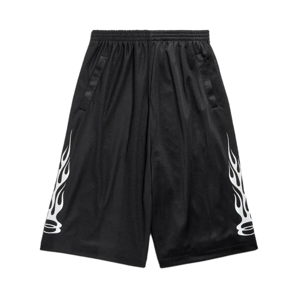 BALENCIAGA Burning Unity Baggy Shorts in Striped Mesh "Black"