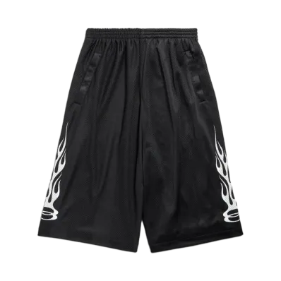 BALENCIAGA Burning Unity Baggy Shorts in Striped Mesh "Black"