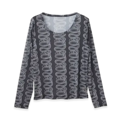 HYSTERIC GLAMOUR Snake Loop Pattern T-shirt "Black"