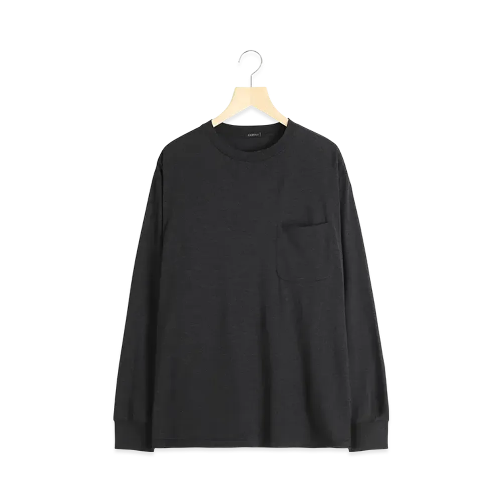 COMOLI Summer Wool Long Sleeve T-Shirt "Charcoal"