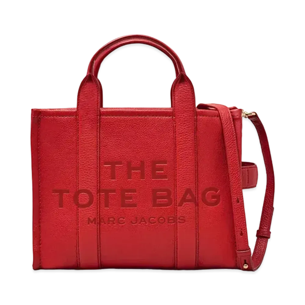 Marc Jacobs The Leather Medium Tote Bag "True Red"