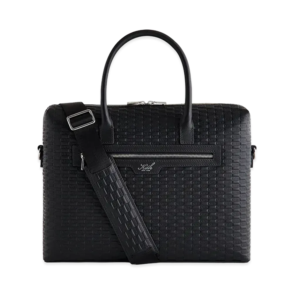 Kith Monogram Leather Messenger Briefcase "Black"
