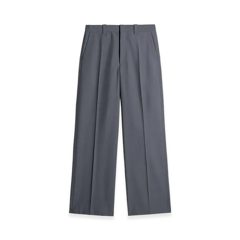 LEMAIRE Women's Poly-Wool Straight Tailored Pants "Carbon"