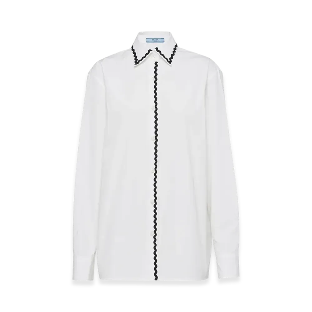 PRADA Women's Poplin Shirt "White/Black"