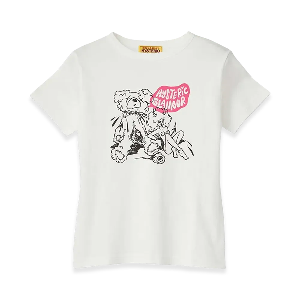 HYSTERIC GLAMOUR Women's Ivy/Bad Bear Mini Tee "White"