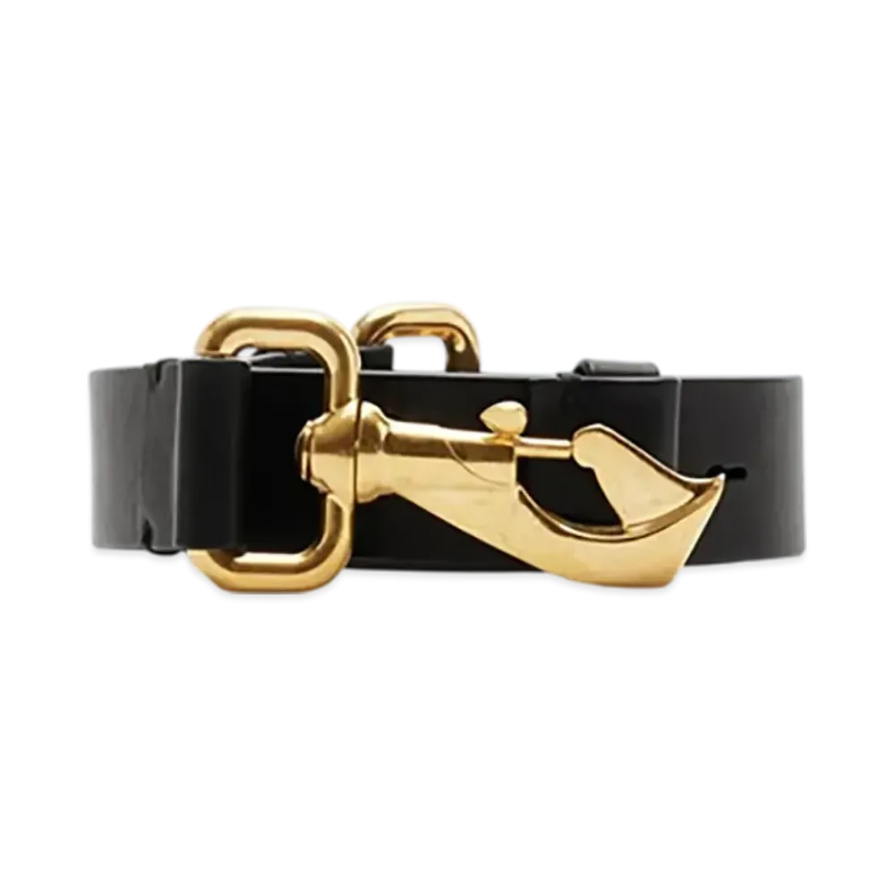 Burberry Thin Leather Equestrian Belt "Black"