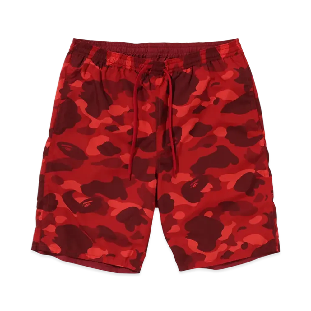 A BATHING APE Color Camo Shark Reversible Shorts "Red"