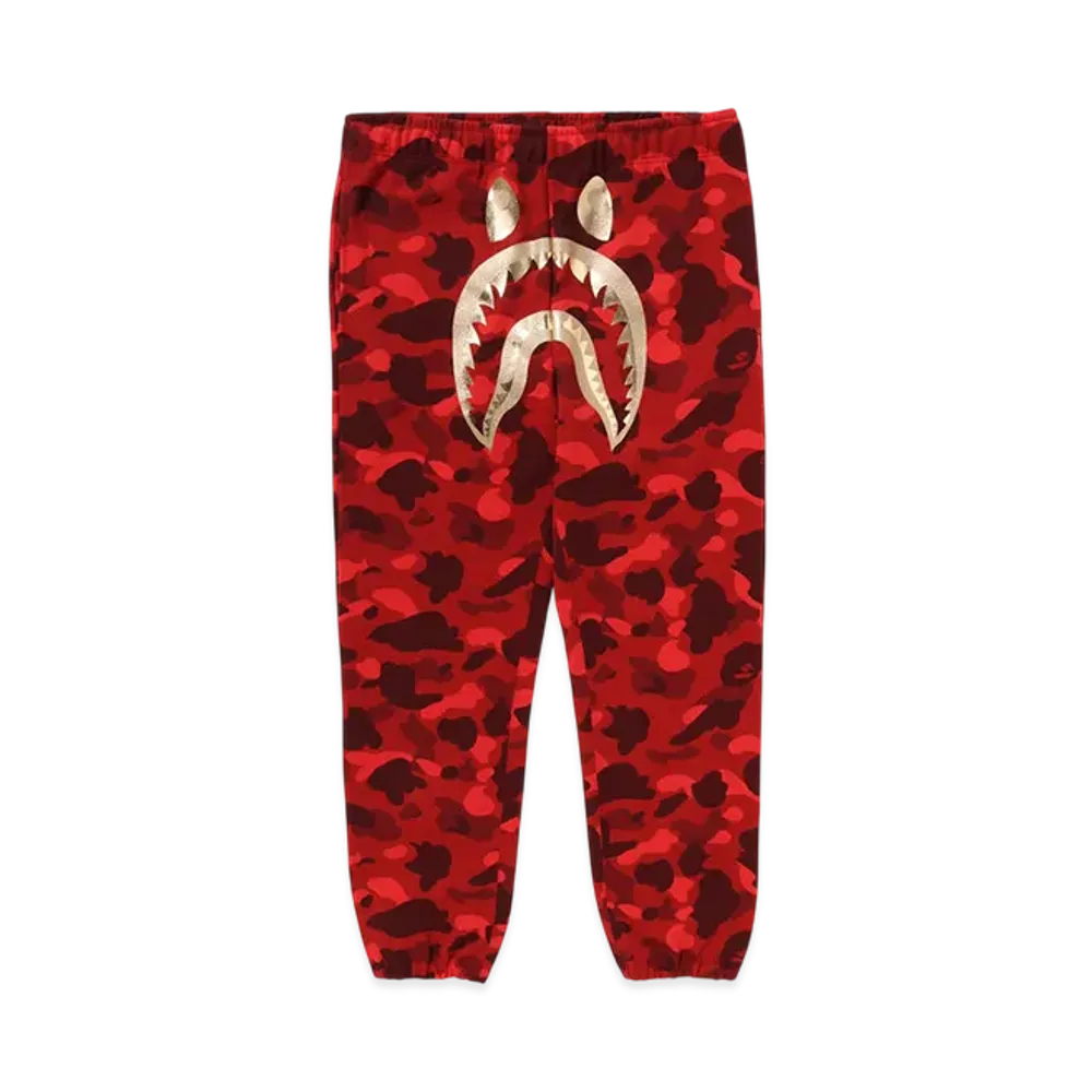 A BATHING APE Color Camo Shark Sweat Pants "Red"