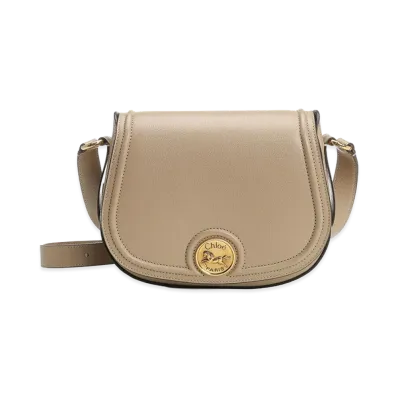 Chloe Women's Leather Horse Medal Crossbody Bag "Beige"