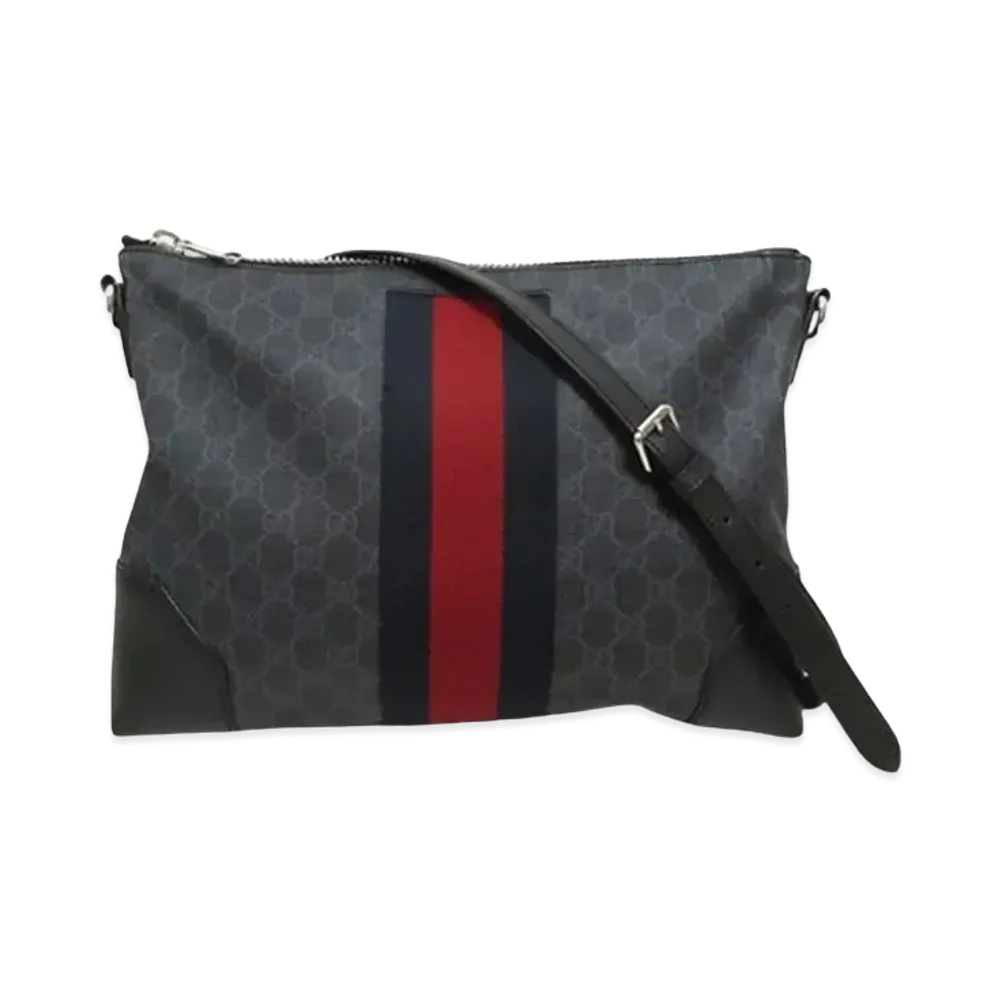GUCCI Shoulder Messenger Bag Web GG Supreme "Black"