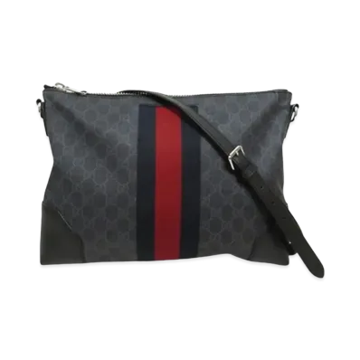 GUCCI Shoulder Messenger Bag Web GG Supreme "Black"