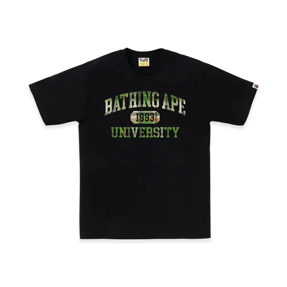 A BATHING APE Bape Check University College Logo Tee "Black/Green"