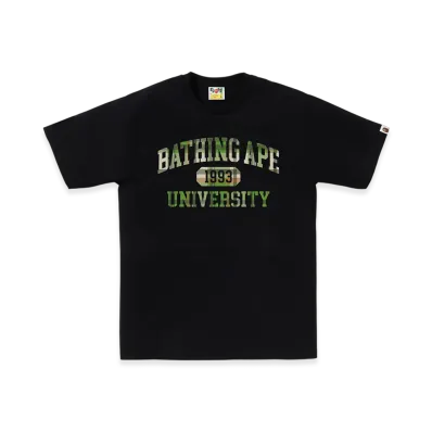 A BATHING APE Bape Check University College Logo Tee "Black/Green"