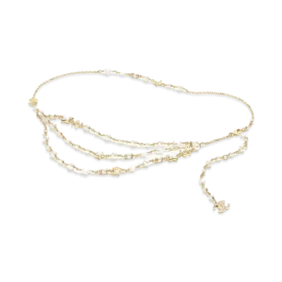CHANEL Chain Belt Metal Resin Glass Pearls & Strass "Gold/White/Crystal"