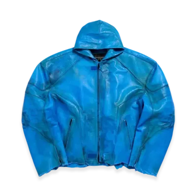 BALENCIAGA Hoodie Biker Jacket "Blue"