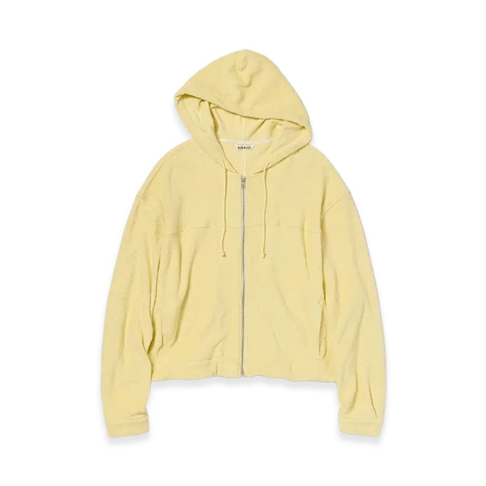 AURALEE Cotton Nylon Pile Zip Parka "Light Yellow"