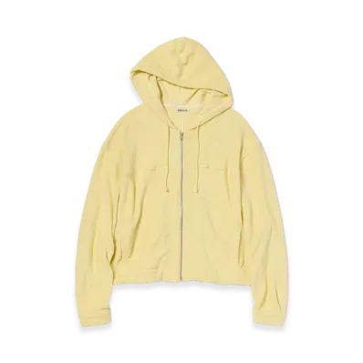 AURALEE Cotton Nylon Pile Zip Parka "Light Yellow"
