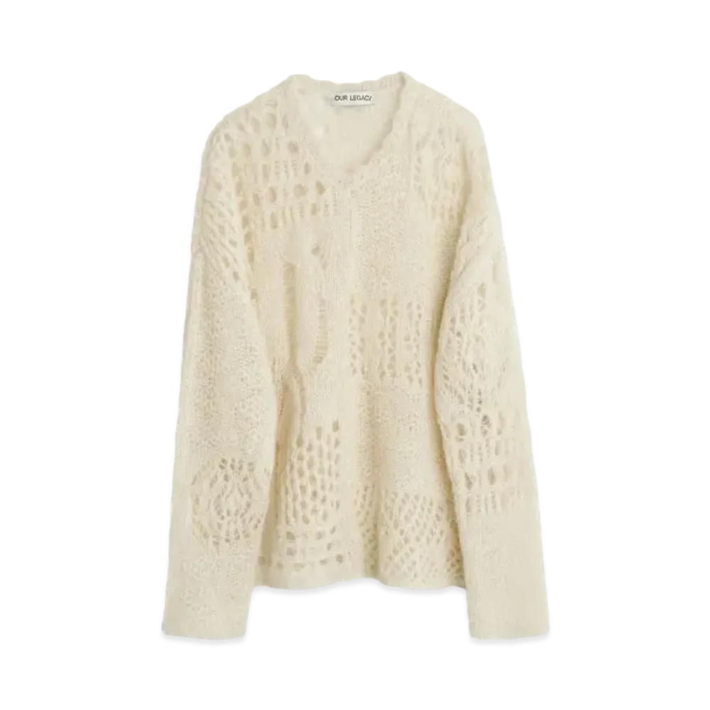 OUR LEGACY V-Neck Crochet Airy Alpaca "Bone"